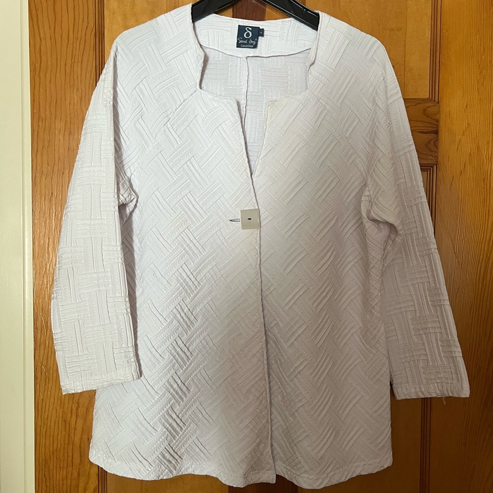 Samuel Dong White Textured Dress Top